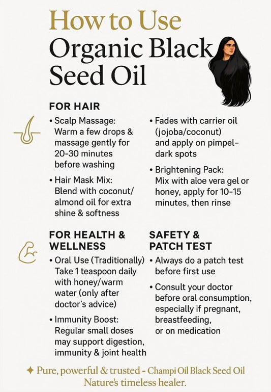 Organic Black Seed Oil (Kalonji) – 100% Pure Cold-Pressed Oil for Hair Growth, Glowing Skin & Immune Support