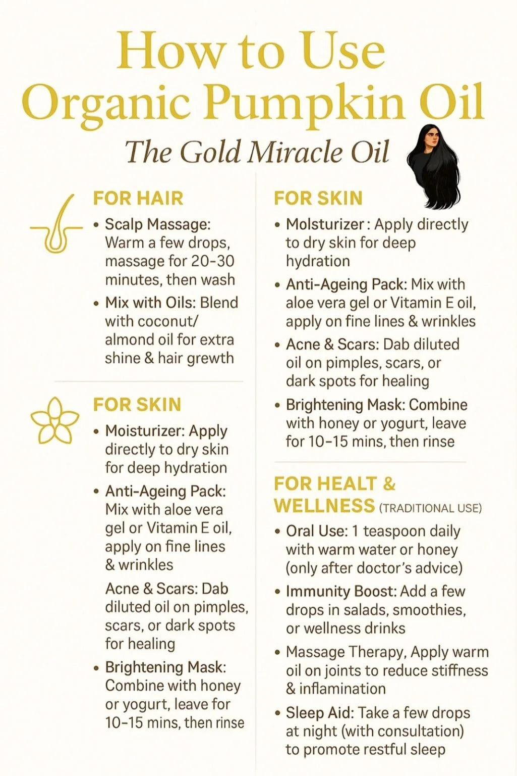 Organic Pumpkin Seed Oil – 100% Pure Cold-Pressed Oil for Hair Growth, Glowing Skin & Heart Health